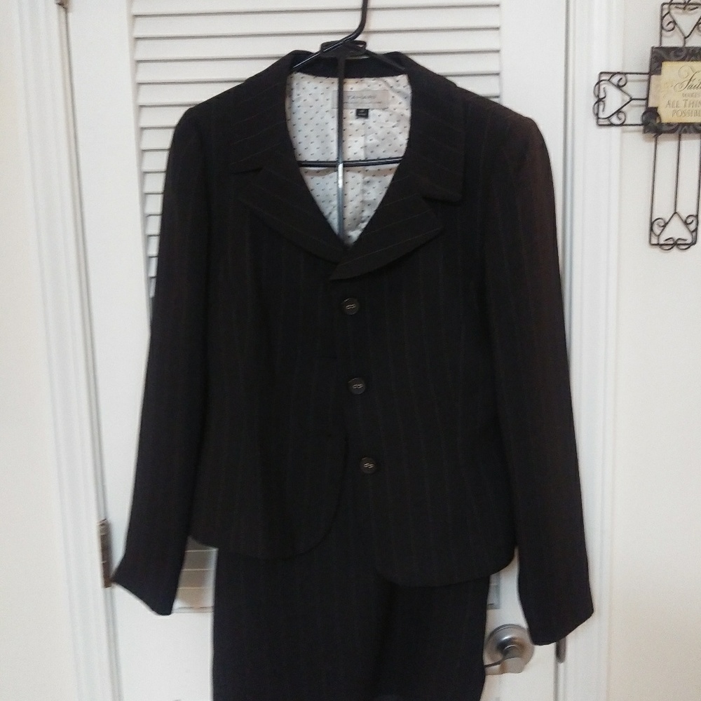 COPY - 2 piece suit black with white pinstripes size 10